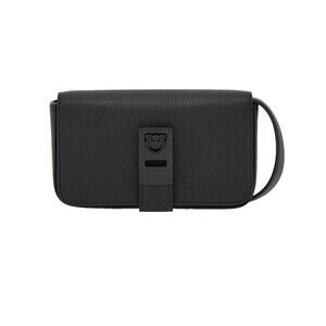 SALVATORE FERRAGAMO Mens Crossbody Wearable Wallet Black Leather Gancini $1150